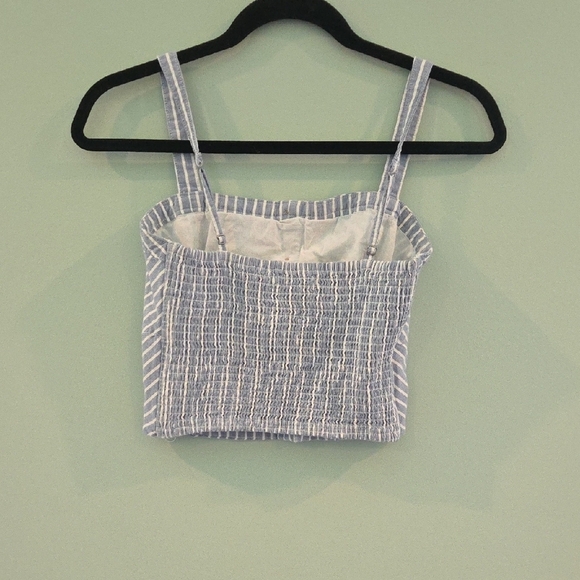 Abercrombie & Fitch Crop Corset Blue and White Striped Size Medium Sleeveless - Picture 3 of 8